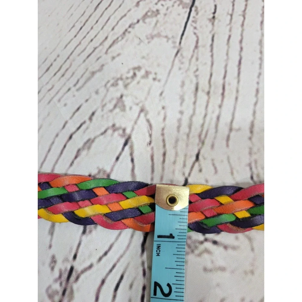 Braided Belt Genuine‎ Leather Women's Multicolor Woven Size M/L